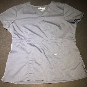 Grey's Anatomy Scrub Top Women's XL Short Sleeve Pockets Uniform - Grey
